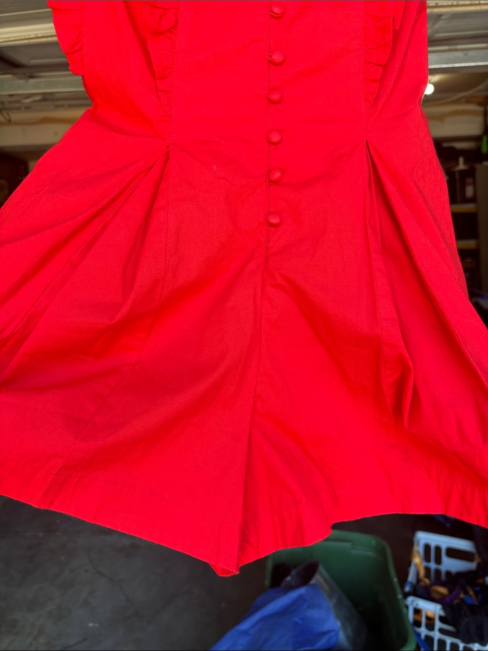 Anthropologie Bright Red Ruffle-Detail Romper - Picture 4 of 5